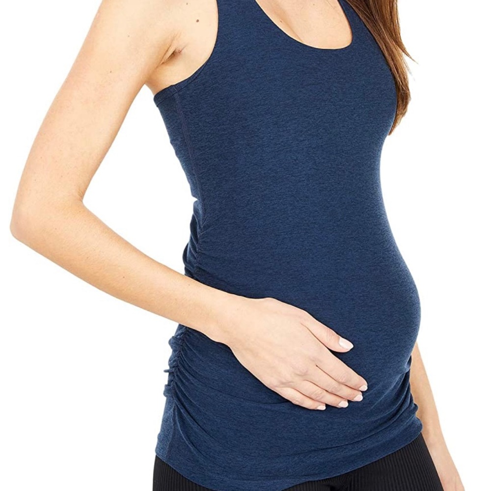 Beyond Yoga Spacedye Maternity Racerback Cami for Women in Nocturnal Navy.